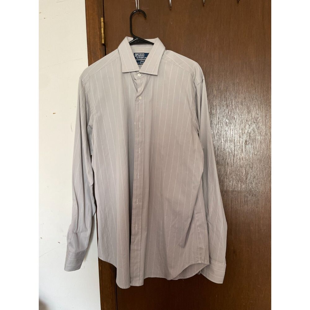 Polo Ralph Lauren Estate Oxford Long Sleeve Shirt Gray Striped Men's 16-35